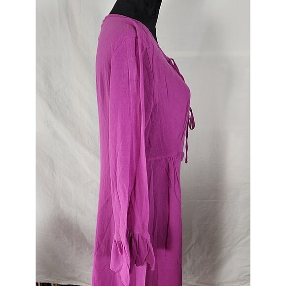 New - Diesel Dampi Dress XL Tie Front Tunic 100% Cotton Purple Boho Flare Wrist - Picture 9 of 16